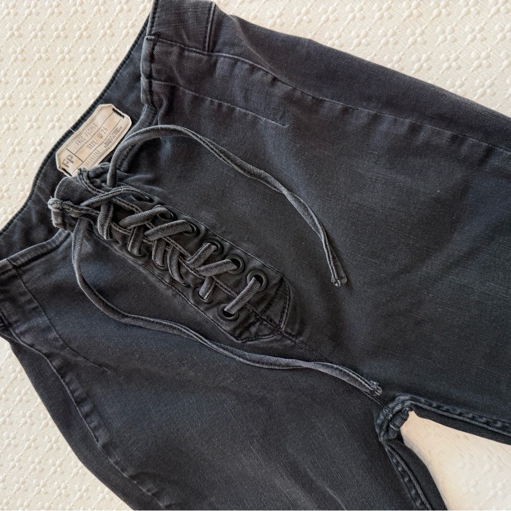 Free People High Waist Lace Up Skinny Jeans - Picture 4 of 6